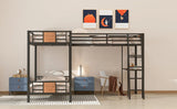 L-Shaped Twin over Twin Bunk Bed with Twin Size Loft Bed with Desk and Shelf ,Brown
