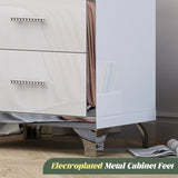 High Gloss Mirrored Nightstand with 2 Drawers,Modern End Table with Drawers,Mirrored High Gloss Wood Nightstand Metal Handle Bedside End Table for Bedroom, Dorm,Living Room,White