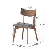 Mid-Century Walnut Finished Frame Upholstered Dining Chairs (Set of 2) (Dark Grey)