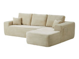 104" Cloud Sectional Sofa with L-Shape Chaise and Side Pockets , Modern Modular Design, with side pockets, Upholstered Couch for Living Room/Bedroom, No Assembly Required (Plush Fabric),Beige, Right