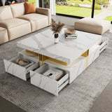 Modern Black Square Storage Coffee Table With 4 Drawers