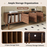 70" Mid-Century Modern TV Stand, Media Console Table for TVs up to 80'', Entertainment Center with 5 Solid Wood Legs for Living Room, Bedroom