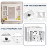 36'' Bathroom Vanity with Top Sink, Mirror Cabinet, Modern Bathroom Storage Cabinet with 2 Soft Closing Doors, Single Sink Bathroom Vanity
