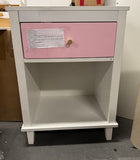 26.77''H Wooden Nightstand with One Drawer One Shelf for Kids, Adults,Gray+Silver handle