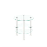 Transparent Oval glass coffee table, modern table with stainless steel  leg, tea table 3-layer glass table for living room