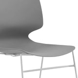 Modern Stacked Office Chair Set with Ergonomic Design in Grey, Polypropylene and Steel Construction, 4-Piece