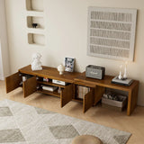 63" Mid-Century Modern Extendable TV Stand for TVs up to 75", Media Console TV Cabinet for Living Room, Farmhouse Entertainment Cabinet with Storage & Adjustable Panel