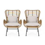 Tapscott Wicker Patio Chair with Cushions (Set of 2)