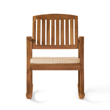 Acacia Wood Patio Outdoor Rocking Chair with cushions for Garden, Lawn, Backyard, Pool,