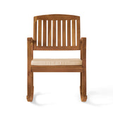 Acacia Wood Patio Outdoor Rocking Chair with cushions for Garden, Lawn, Backyard, Pool,